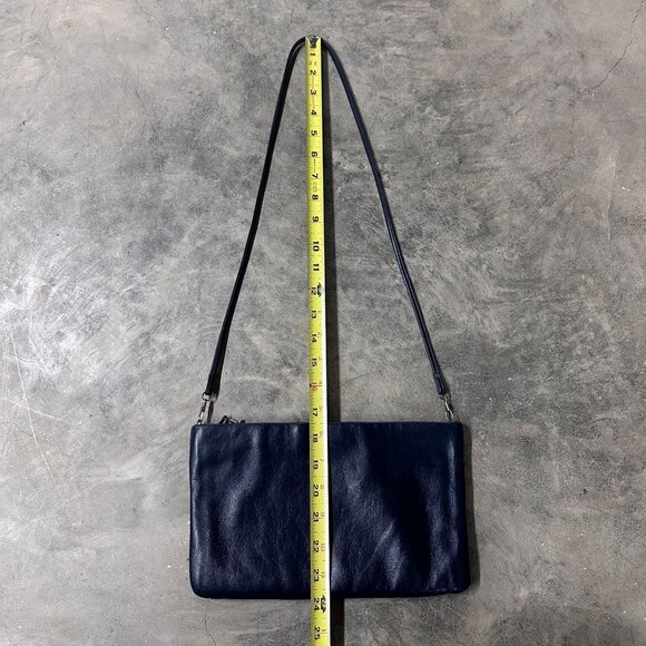 Vintage Navy Blue Purse Gold Accents Shoulder Strap 1980s Clemente Retro Bag - Picture 8 of 9